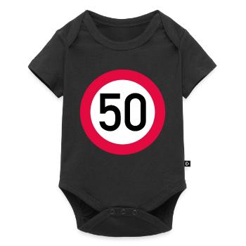 50 ans Attention ! Panneau de signalisation 50 km/h - Body à manches courtes Premium Bébé - noir - Devant