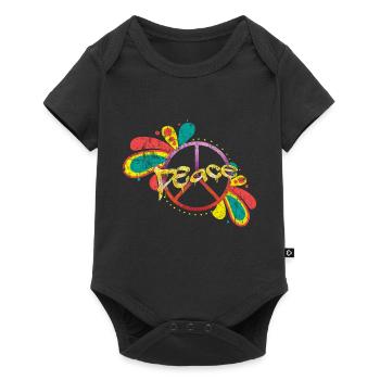 Paix rétro - Body à manches courtes Premium Bébé - noir - Devant
