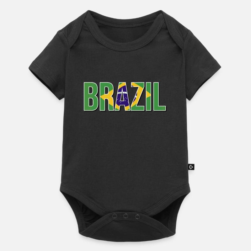 Typographie du drapeau brésilien - Body à manches courtes Premium Bébé - noir