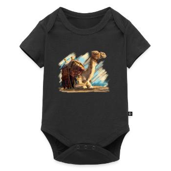 kamel - Baby Premium Kurzarmbody - Schwarz - Vorne