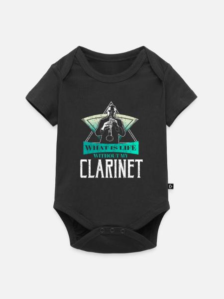 Klarinette Leben Geschenk - Baby Premium Kurzarmbody - Schwarz
