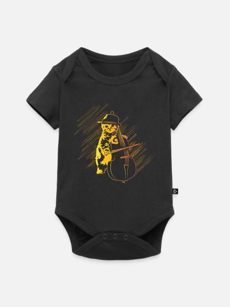 Katze Cello Geschenk - Baby Premium Kurzarmbody - Schwarz