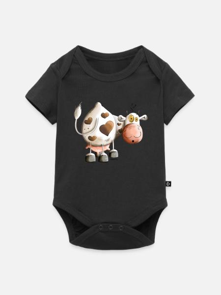 Kuh mit Herz - Baby Premium Kurzarmbody - Schwarz