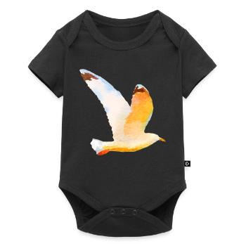 Moewe im Flug Vogel Urlaub - Baby Premium Kurzarmbody - Schwarz - Vorne