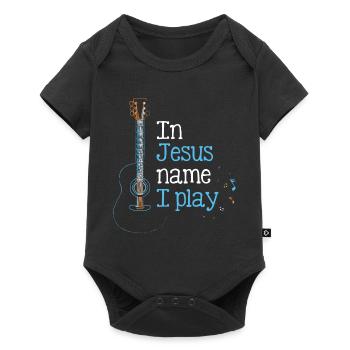 In Jesus name I play guitar - Baby Premium short-sleeve bodysuit - black - Front