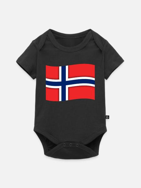 Norwegische Flagge - Baby Premium Kurzarmbody - Schwarz