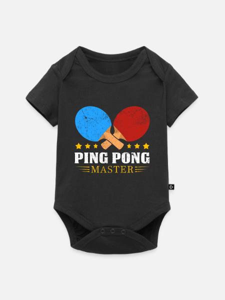 PingPong Meister Logo - Baby Premium Kurzarmbody - Schwarz