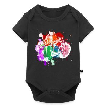 Farbenfrohe Kamera Kunst - Baby Premium Kurzarmbody - Schwarz - Vorne