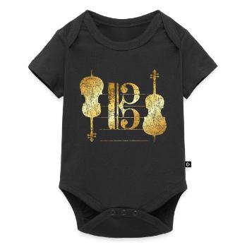 Tenor Clef & Cello (Violoncelle violoncelliste jaune d'or) - Body à manches courtes Premium Bébé - noir - Devant