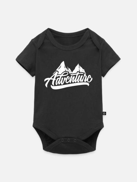 Bergabenteuer Script: Gipfelmotiv - Baby Premium Kurzarmbody - Schwarz