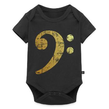 Bass Clef Ancient Gold - Baby Premium short-sleeve bodysuit - black - Front