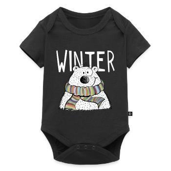 Ours avec foulard coloré en hiver - cadeau - Body à manches courtes Premium Bébé - noir - Devant
