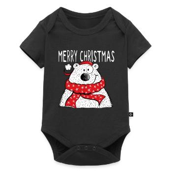 Merry Christmas Bear - Winter - X-mas - Gift - Baby Premium short-sleeve bodysuit - black - Front