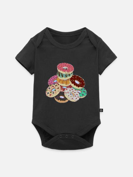 Pyramide der Regenbogen-Donuts - Baby Premium Kurzarmbody - Schwarz
