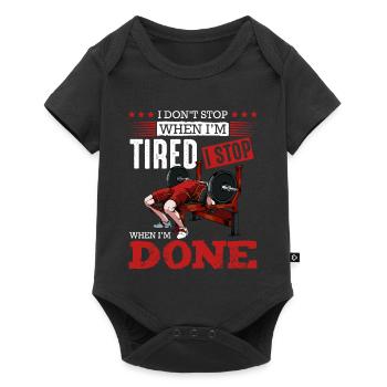 Durchhalten beim Krafttraining - Baby Premium Kurzarmbody - Schwarz - Vorne