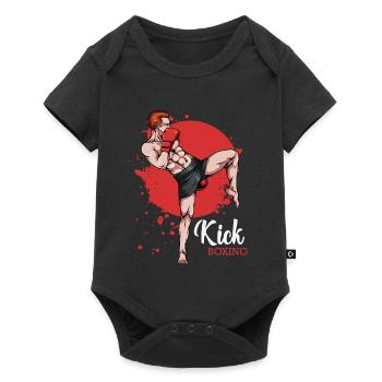 Kickboxer im Roten Hintergrund - Baby Premium Kurzarmbody - Schwarz - Vorne