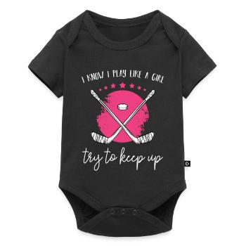 Je joue au hockey comme une fille - Body à manches courtes Premium Bébé - noir - Devant