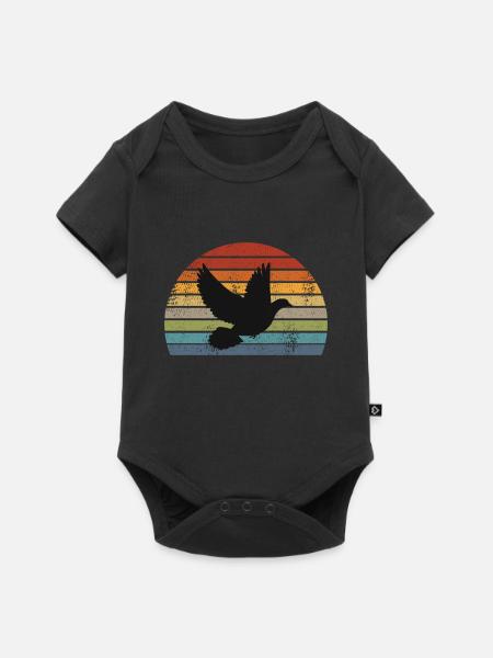 Taube Retro - Baby Premium Kurzarmbody - Schwarz