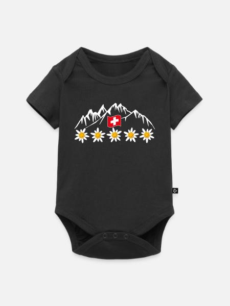 Schweiz, Berge, Gletscher, Urlaub - Baby Premium Kurzarmbody - Schwarz