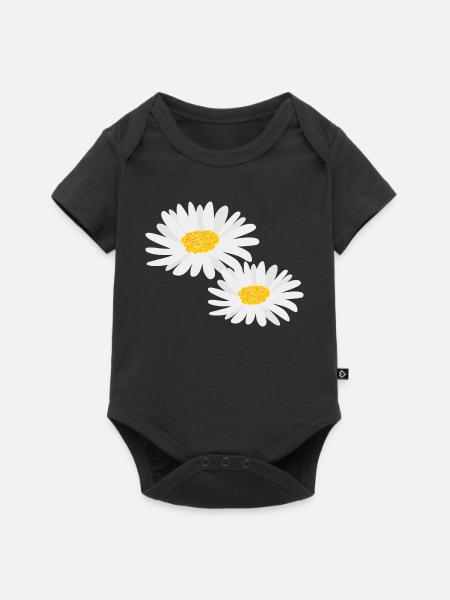 Blume Gänseblümchen - Baby Premium Kurzarmbody - Schwarz
