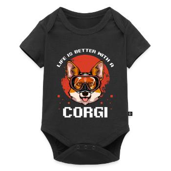 Corgi Diver Bathing Fun - Baby Premium short-sleeve bodysuit - black - Front