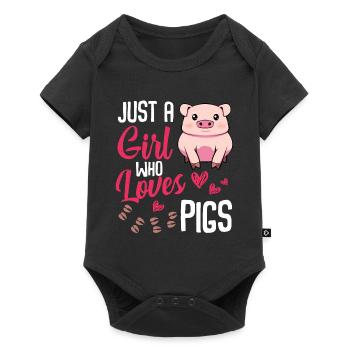 Just a Girl Who Loves Pigs - Baby Premium Kurzarmbody - Schwarz - Vorne
