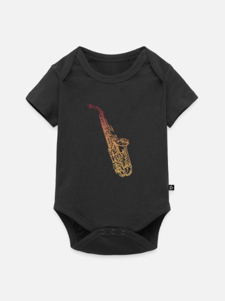 Tenorsaxophon - Baby Premium Kurzarmbody - Schwarz