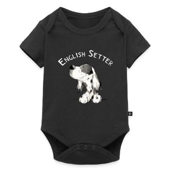 Cadeau de bande dessinée de chien heureux Setter anglais I - Body à manches courtes Premium Bébé - noir - Devant