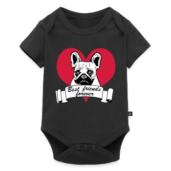 Bouledogue français, bouledogue français ... / + - Body à manches courtes Premium Bébé - noir - Devant