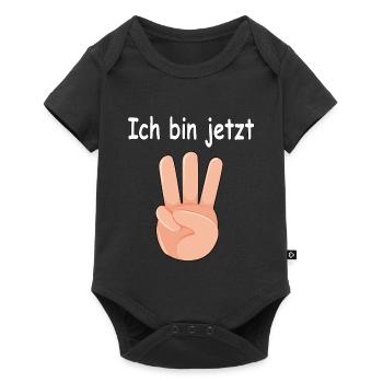 Handzeichen 3 Finger ich bin jetzt 3 Jahre alt - Baby Premium Kurzarmbody - Schwarz - Vorne