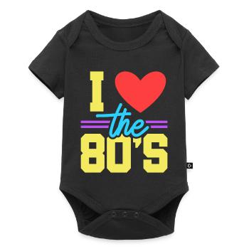 80er Achtziger - Baby Premium Kurzarmbody - Schwarz - Vorne