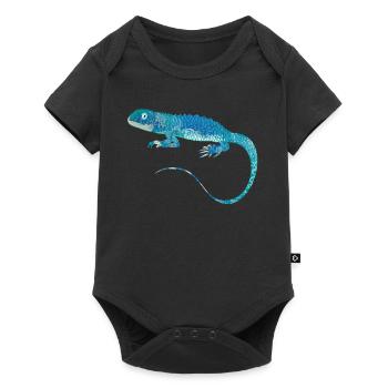 blue iguana collage of different patterns - Baby Premium short-sleeve bodysuit - black - Front
