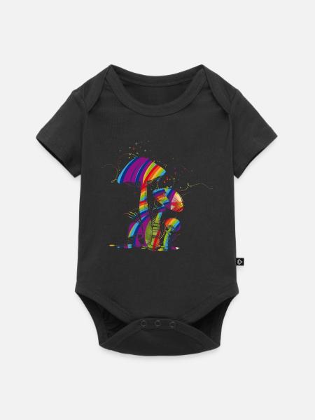 Bunte Fantasie Pilze aus fluoreszierende Farbe - Baby Premium Kurzarmbody - Schwarz