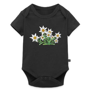 L’Edelweiss, Fleur des Alpes, Fleur de Suisse - Body à manches courtes Premium Bébé - noir - Devant