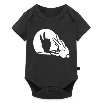 Drôle lapin lièvre ombre main victoire paix signe v - Body à manches courtes Premium Bébé - noir - Devant