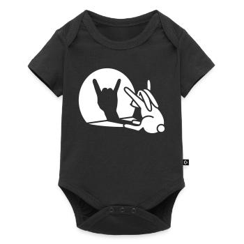 Funny rabbit shadow hand cartoon ROCK music METAL - Baby Premium short-sleeve bodysuit - black - Front