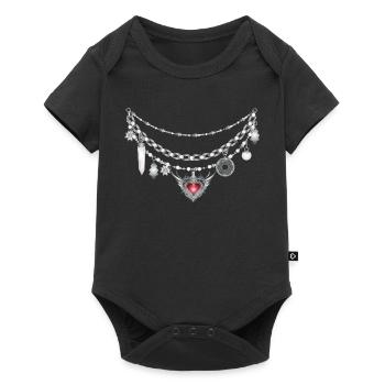 antique silver dirndl charivari with many followers - Baby Premium short-sleeve bodysuit - black - Front