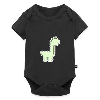 Pastel Green Dino Cartoon - Baby Premium short-sleeve bodysuit - black - Front
