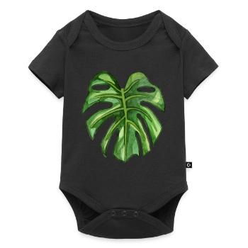 Monstera - tropical plant in watercolor - Baby Premium short-sleeve bodysuit - black - Front