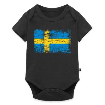 Drapeau suédois dans un style vintage - Body à manches courtes Premium Bébé - noir - Devant
