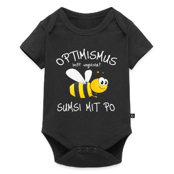 Optimistischer Bienen-Charme - Baby Premium Kurzarmbody - Schwarz - Vorne