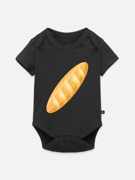 leckeres frisch gebackenes goldbraunes Baguette - Baby Premium Kurzarmbody - Schwarz