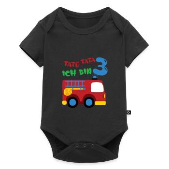 Feuerwehrauto Drei Geburtstag - Baby Premium Kurzarmbody - Schwarz - Vorne