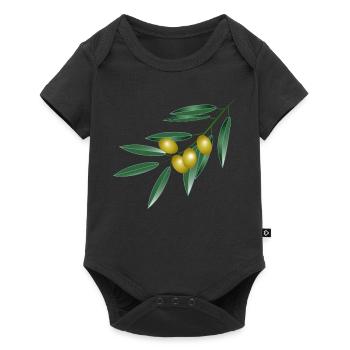 Olive branch with four olives. Symbol of peace - Baby Premium short-sleeve bodysuit - black - Front