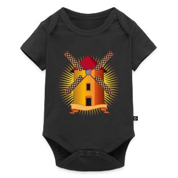 moulin à vent doré avec un fond brillant - Body à manches courtes Premium Bébé - noir - Devant