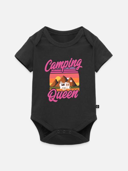 Camping Queen - Baby Premium Kurzarmbody - Schwarz