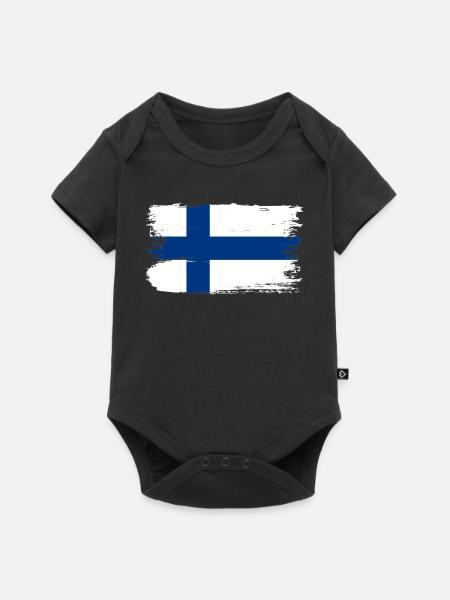 Pinselstrich der finnischen Flagge - Baby Premium Kurzarmbody - Schwarz