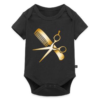 coiffeur d’or ciseaux et peigne - Body à manches courtes Premium Bébé - noir - Devant