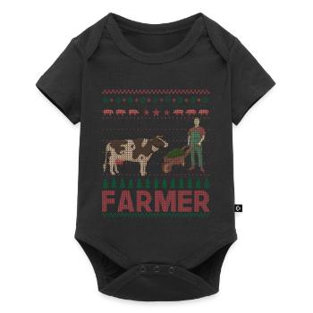 Noël fermier fermier vache - Body à manches courtes Premium Bébé - noir - Devant
