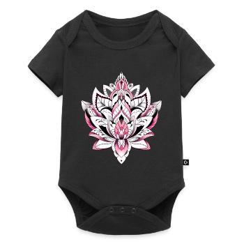 Lotus Mandala Rosa Farbe - Baby Premium Kurzarmbody - Schwarz - Vorne